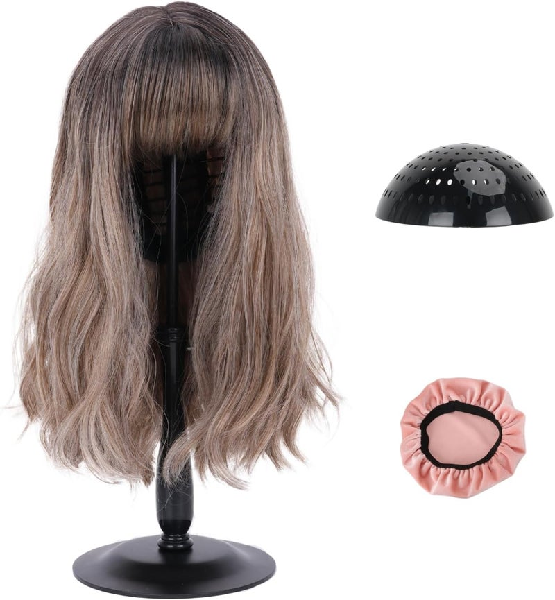 lightmay Wig Stand – Adjustable Wig Stand with Metal Base (12"–19"), Non-Slip Velvet Cover, Breathable Top, Easy Assembly, Stable Holder for Wigs, Hats & Masks - Image 1